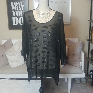 XCVI Black Sequin Tunic  (s) Large